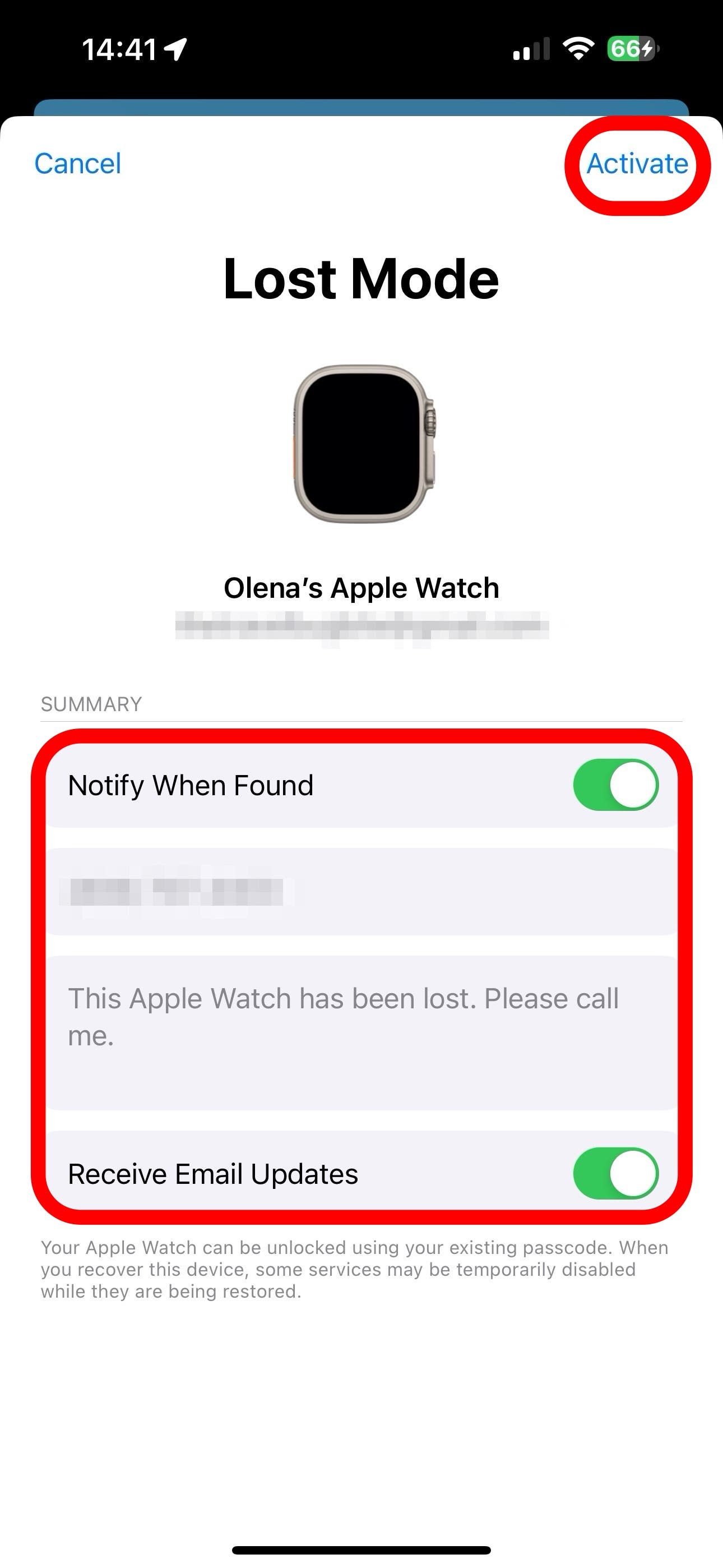 Lost apple best sale watch offline