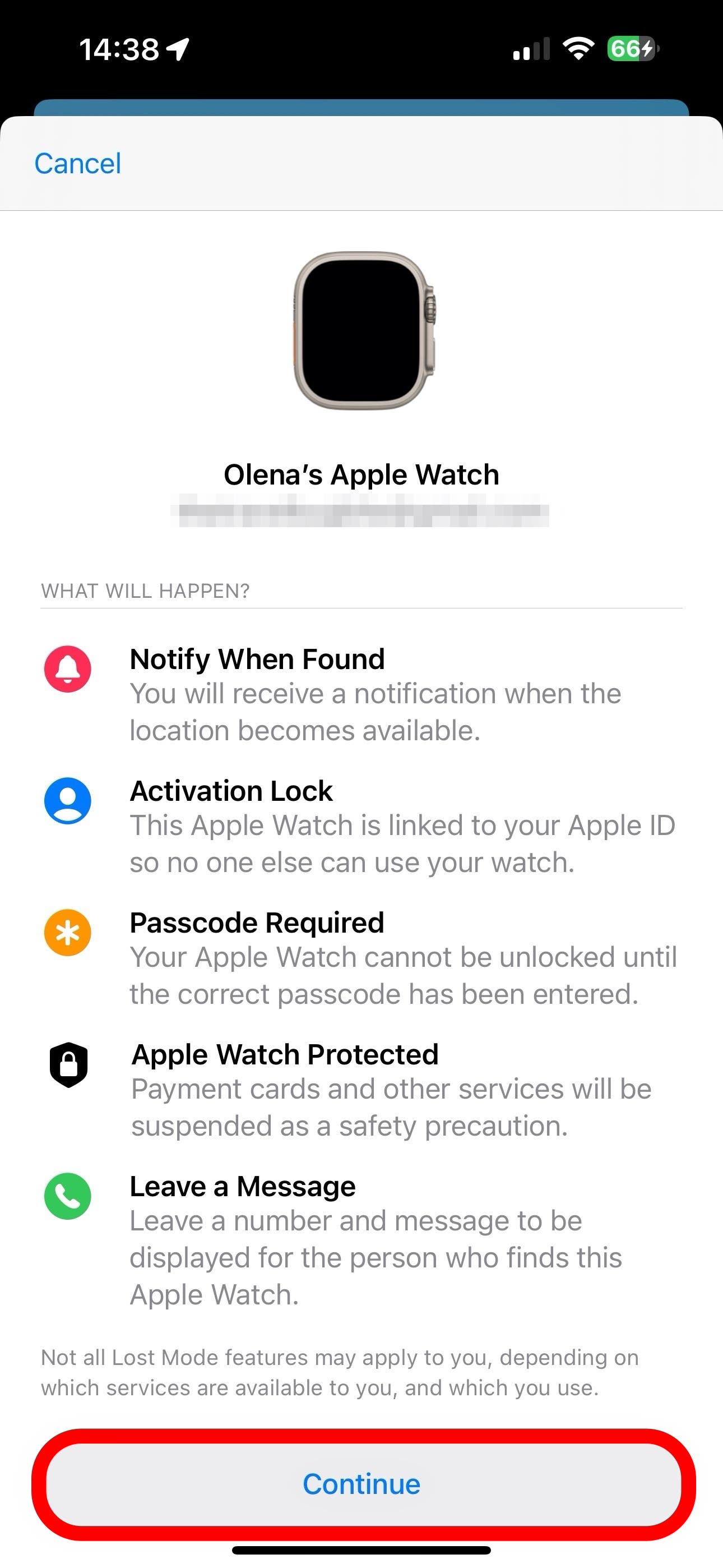 Lost apple watch online dead