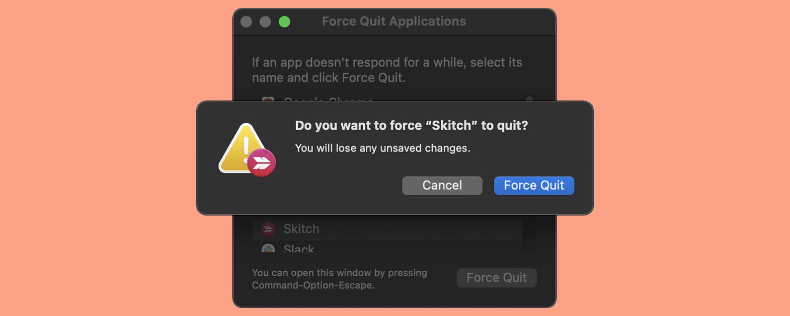 key command for force quit on mac