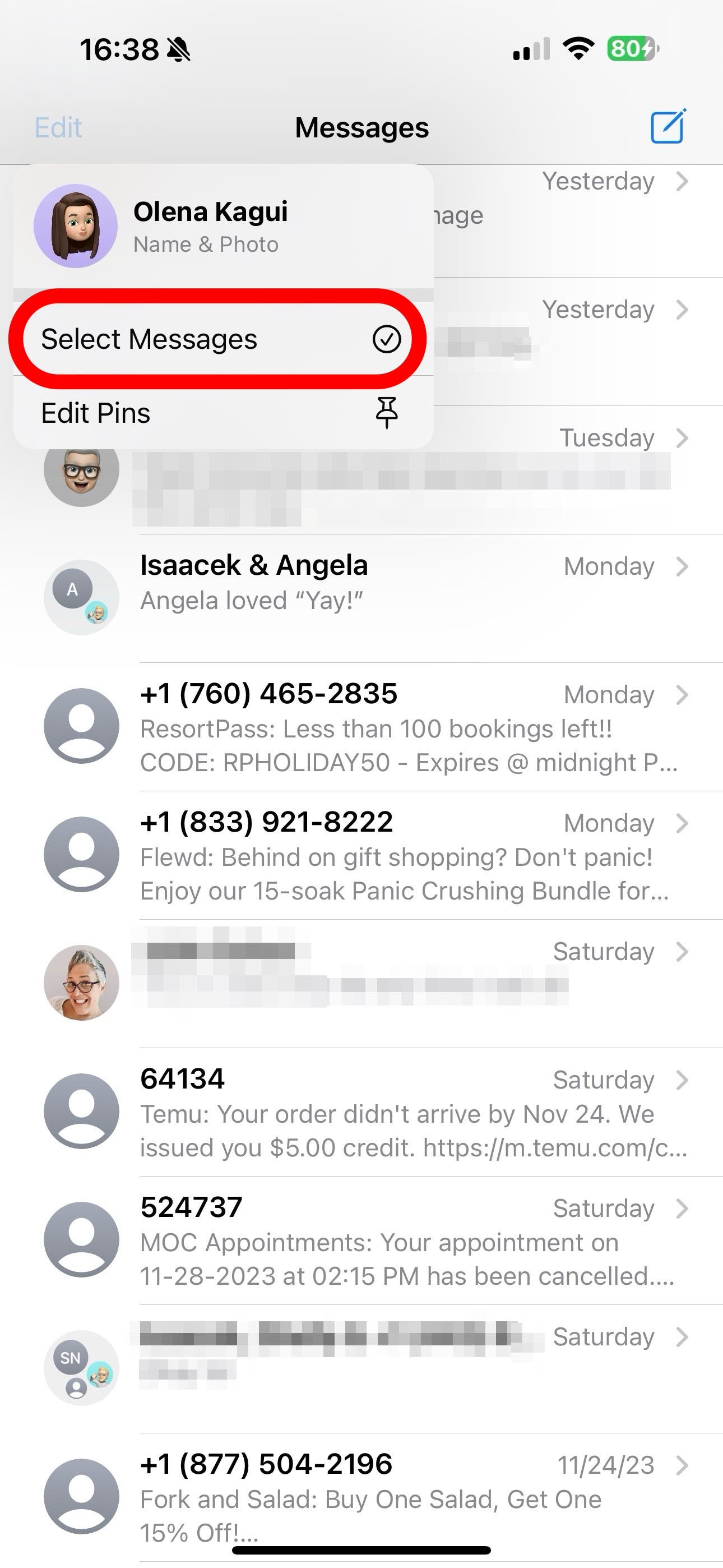 Erase all messages discount on apple watch