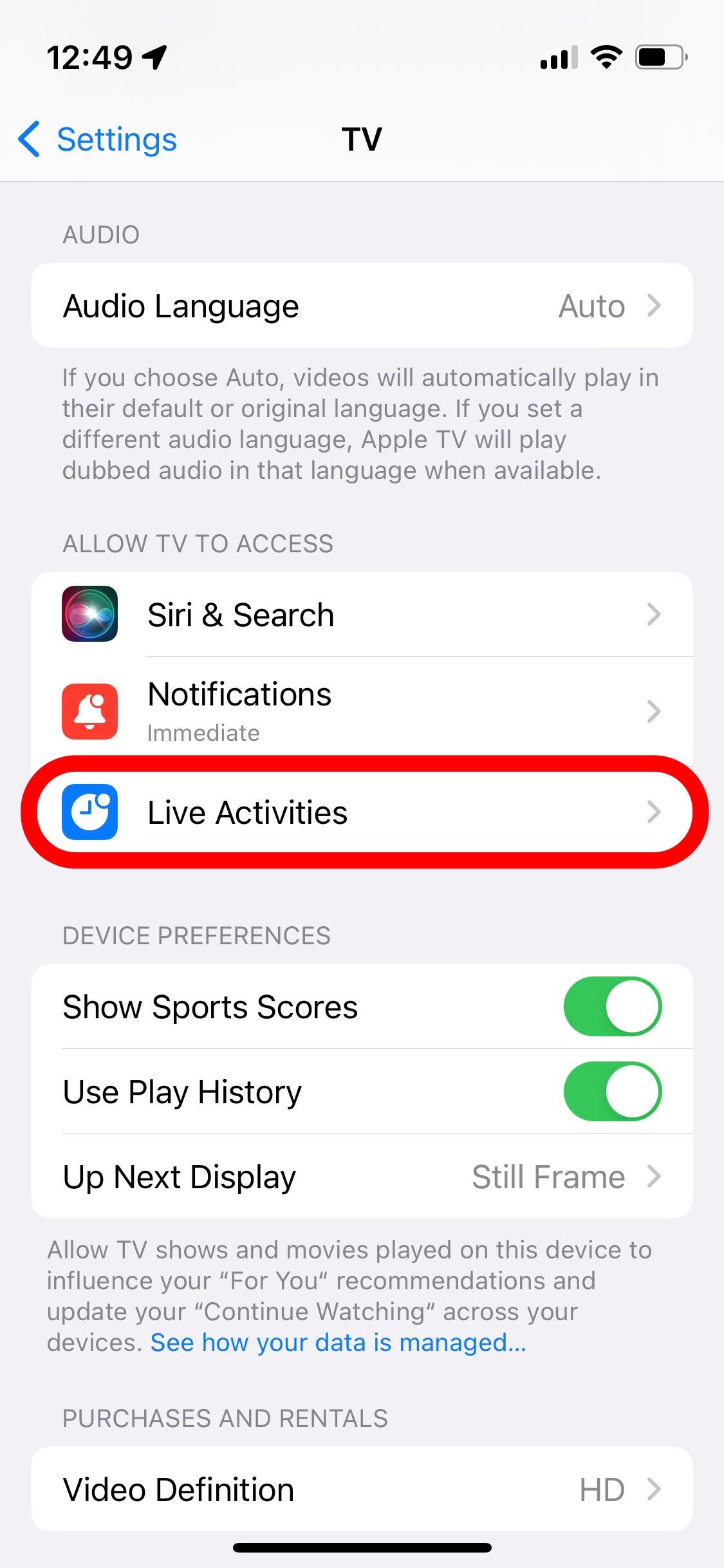 Using live activities in iOS 16.2 and enabling frequent updating