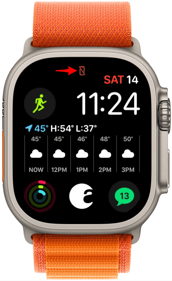 Red rectangle with a line through it icon on Apple Watch