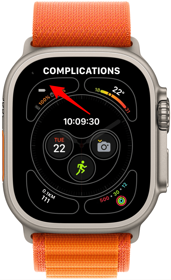 Tap one of the complication nodes on the watch face to select it. 