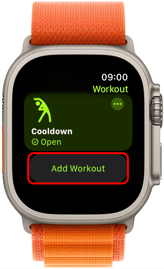 Scroll all the way to the bottom of the list and tap Add Workout.