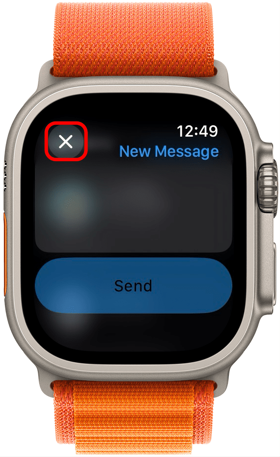 To delete it, tap the X. Please keep in mind that can't save messages as drafts on your Apple Watch.