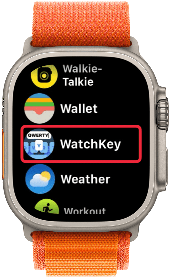 apple watch app list with a red box around watch key app