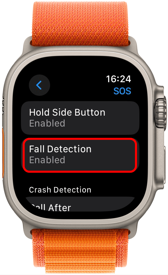 Make sure it says Enabled under Fall Detection.