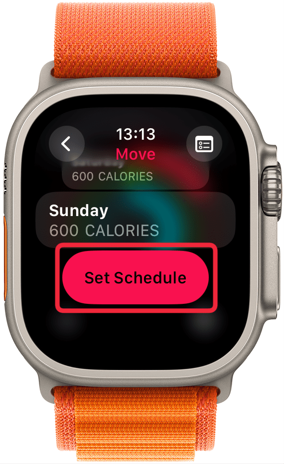 Once you are done customizing your Move goal, tap Set Schedule.