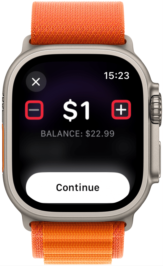 Use the plus and minus buttons to adjust the price.