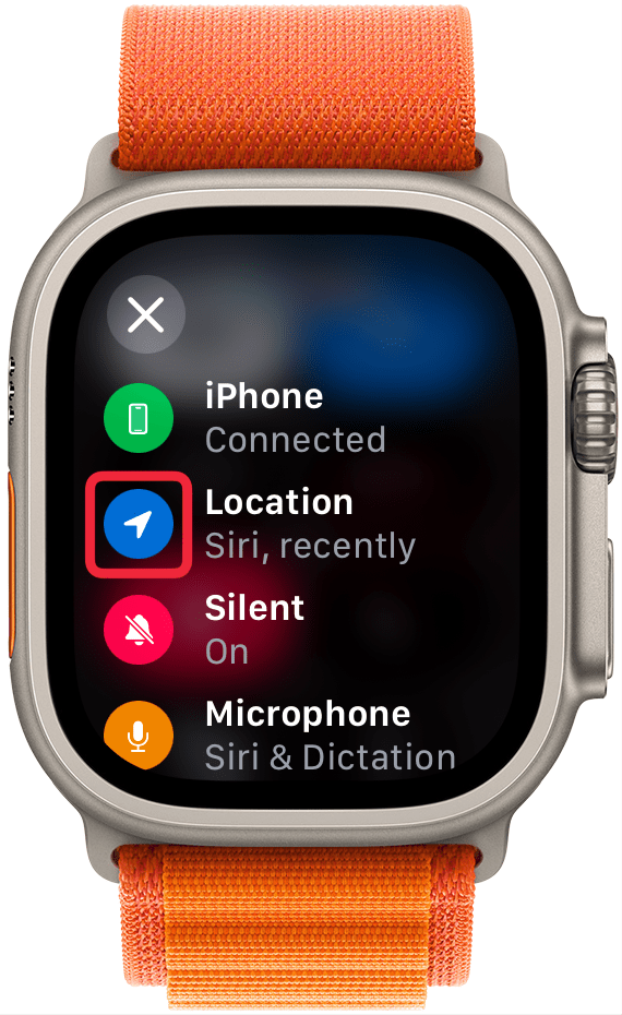 f you see a blue arrow, it means an app on your Apple Watch has used Location Services recently.