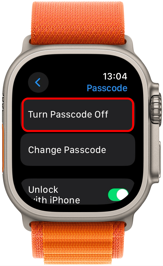 Tap Turn Passcode Off.