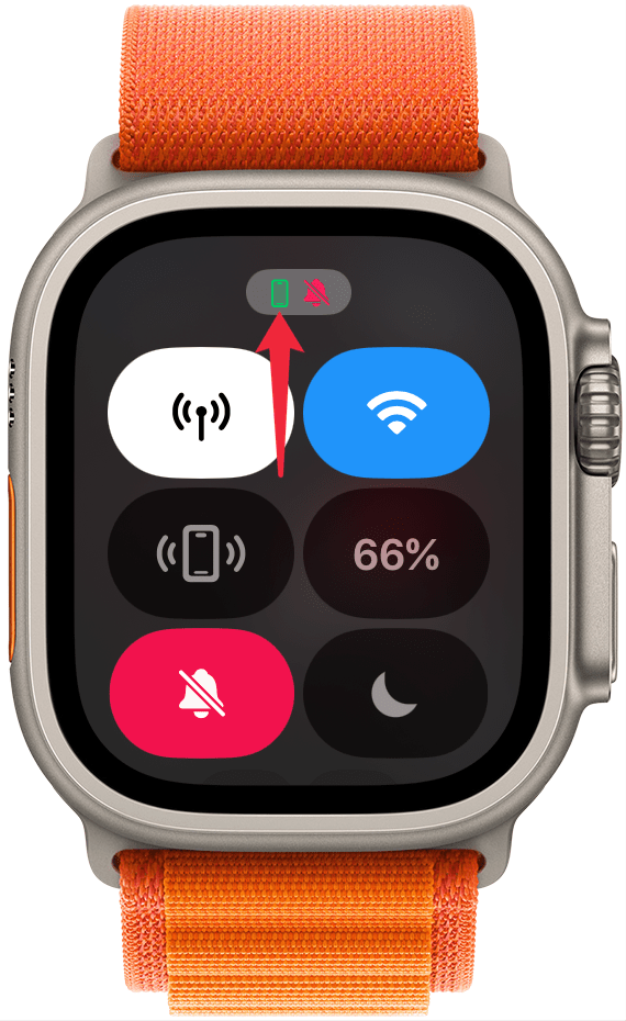 You should see a green phone icon, which indicates that your Apple Watch is connected to your iPhone.