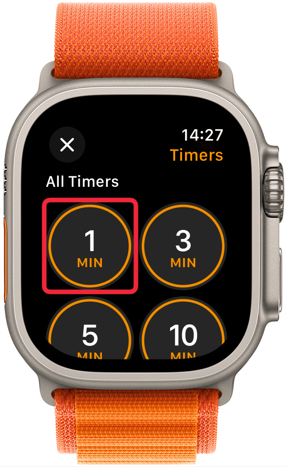 Here you'll see a list of existing pre-set timers as well as previously custom set timers. You can select an existing timer by tapping on one of the available options.