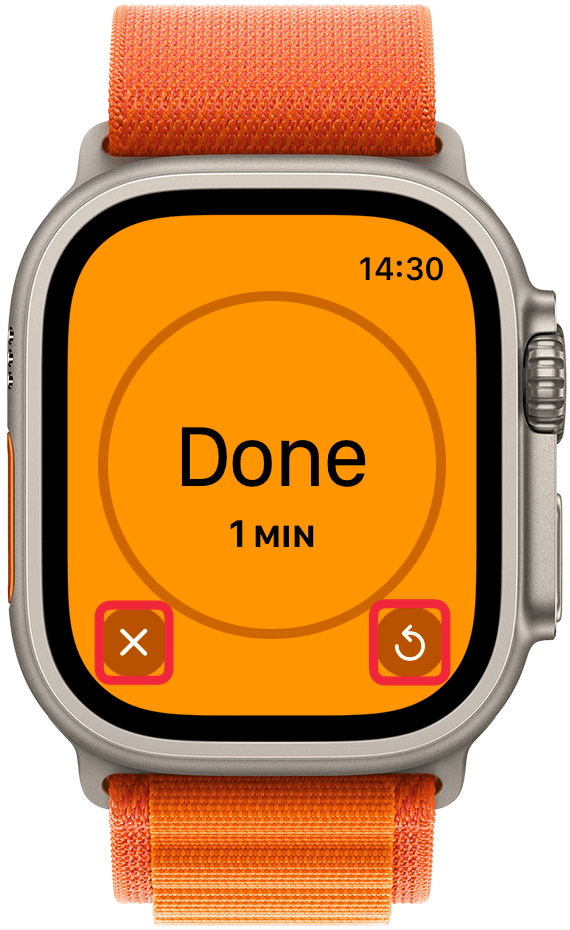 Once your timer runs out, you can either tap the x to end it or the rounded arrow to have it start the countdown again.
