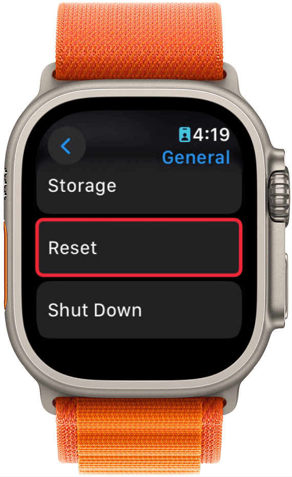 iphone general settings with a red box around reset button