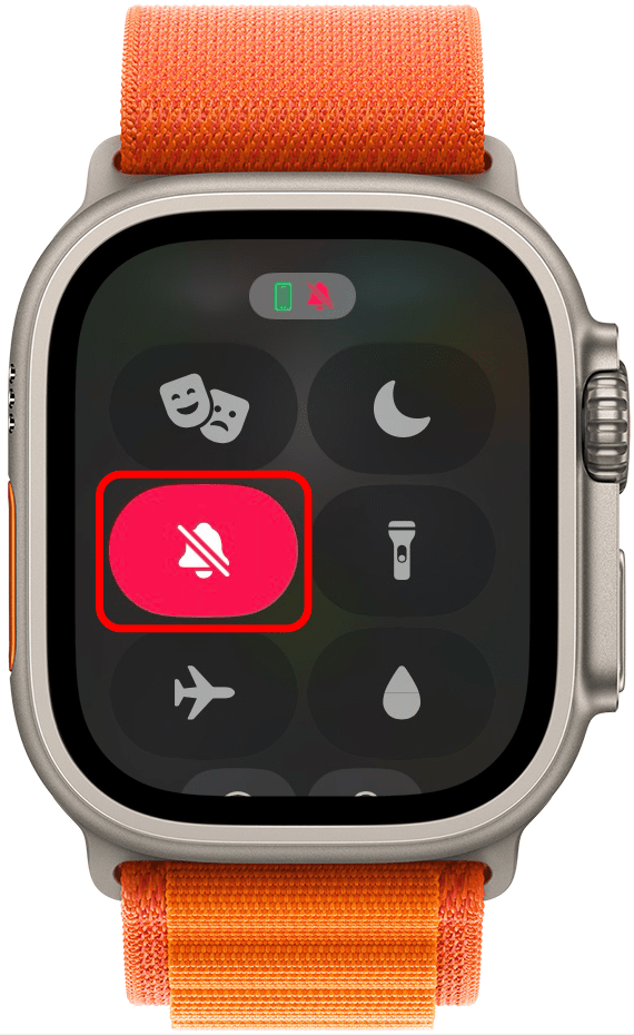 Tap on the bell icon to switch your Apple Watch to Silent Mode