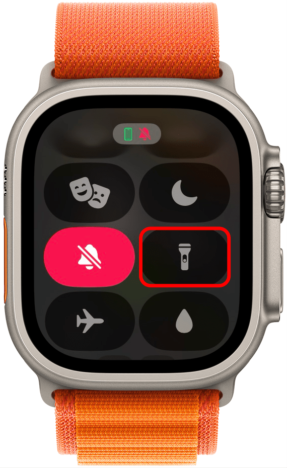 Tap the Flashlight icon. You may have to scroll down to find it.
