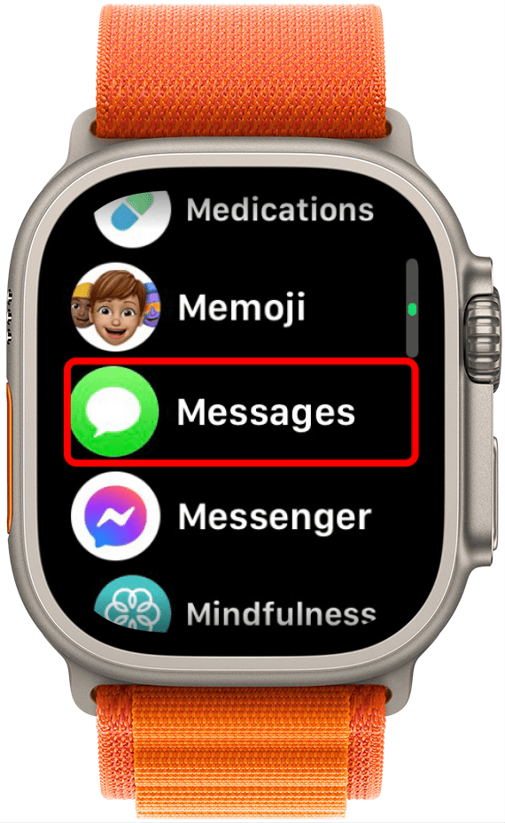 Open the Messages app on your Apple Watch.