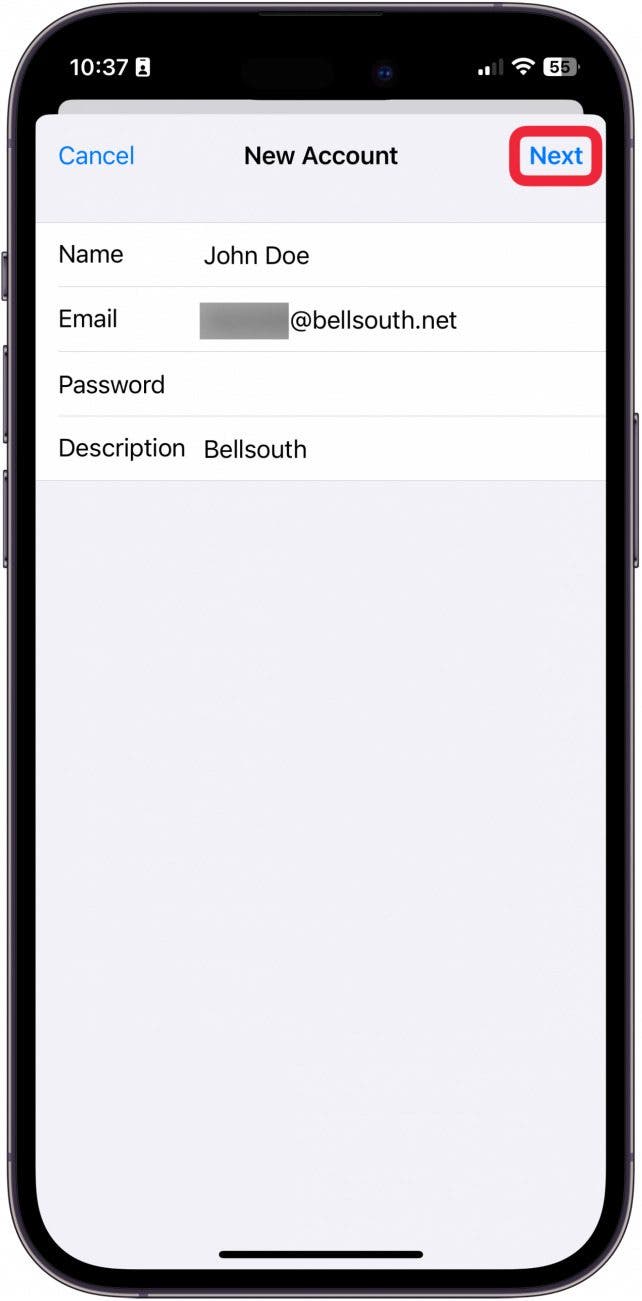 how to add another email account to iphone