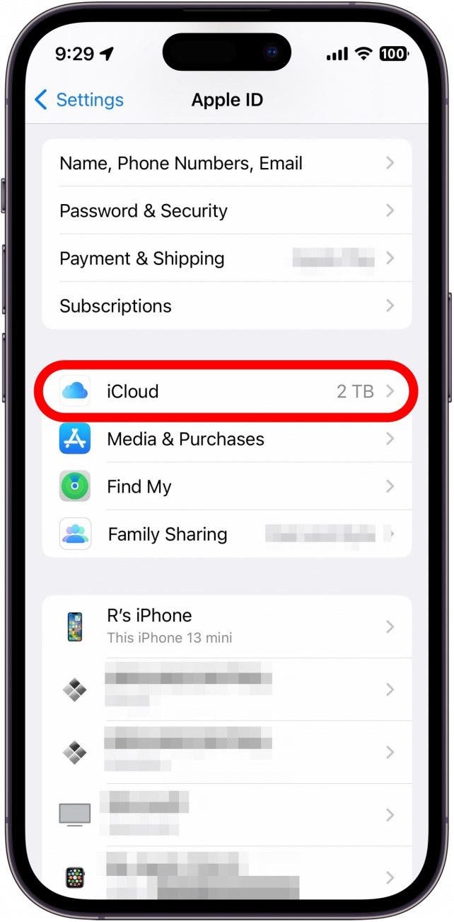 Tap iCloud.