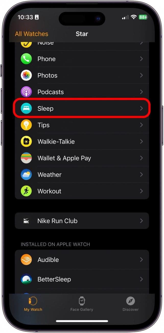 sleep on apple watch