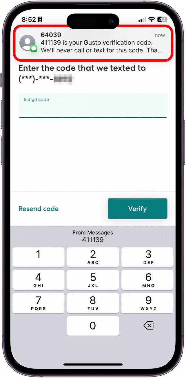 use autofill for verification codes