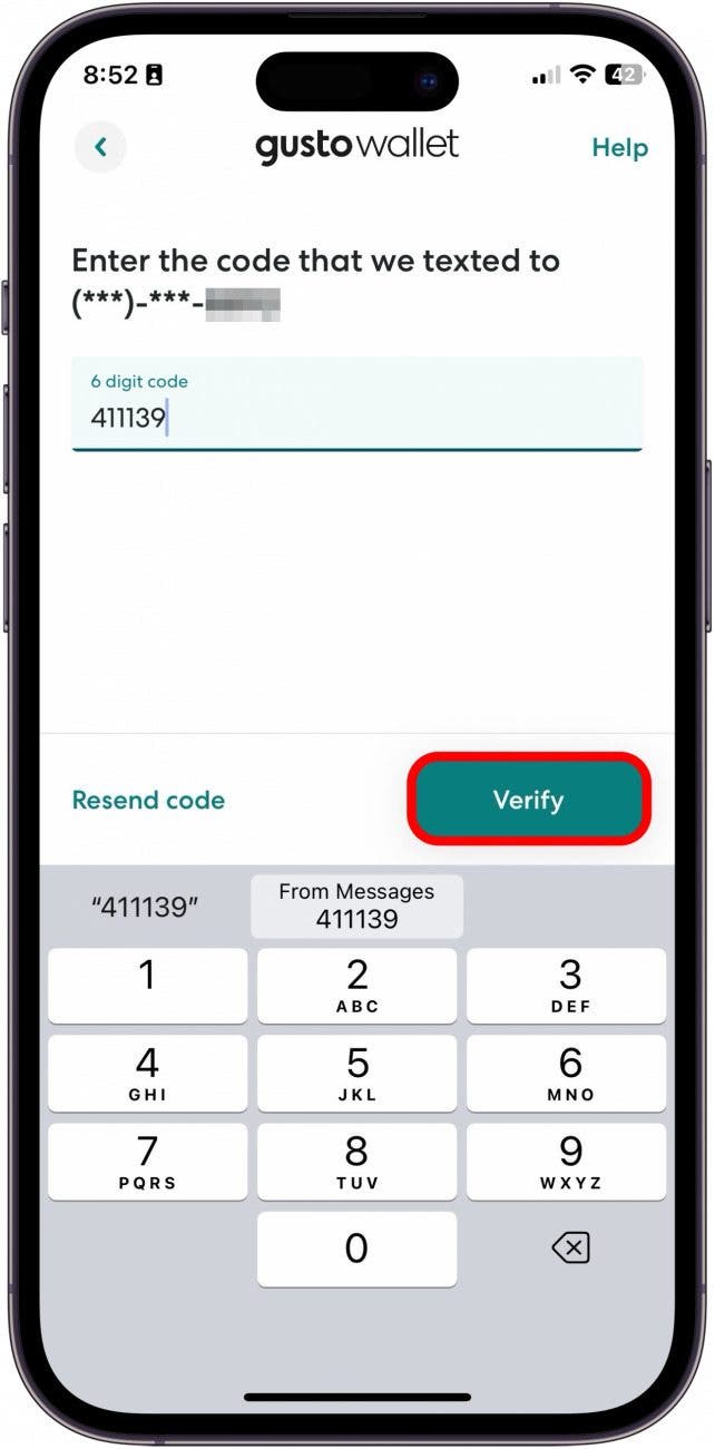 verification code autofill iphone