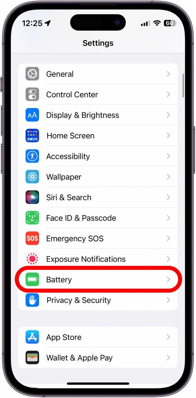 Open the Settings app, and tap Battery.