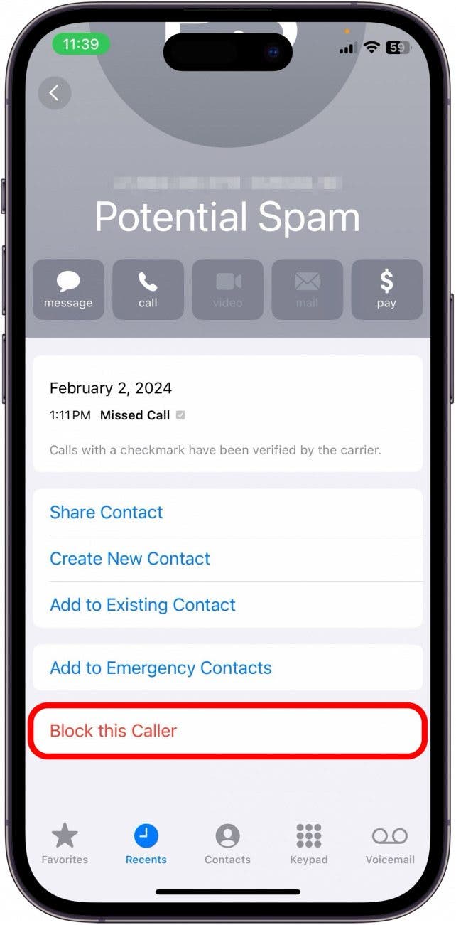 ios block contact