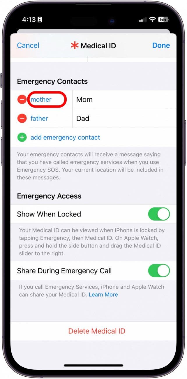 emergency iphone contact