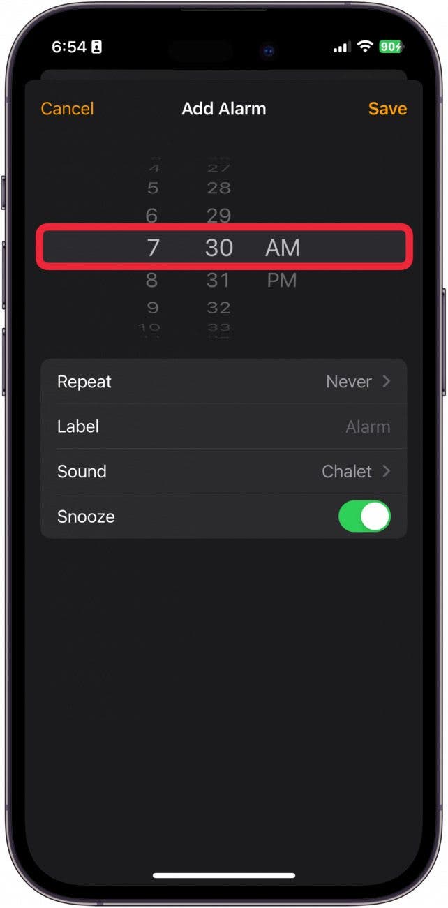 changing snooze time iphone