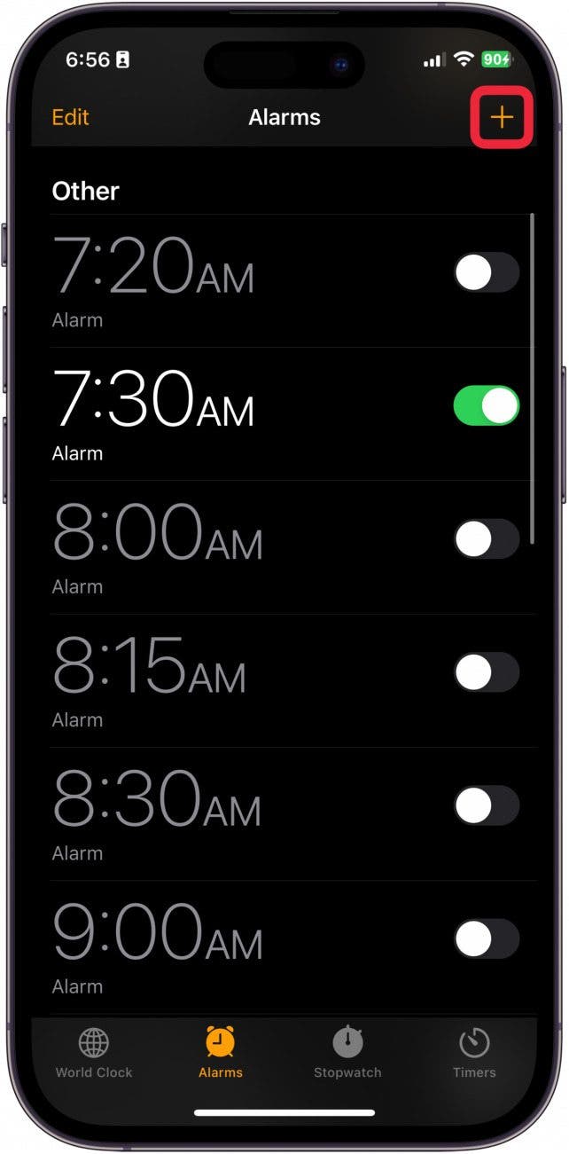 alarm settings iphone