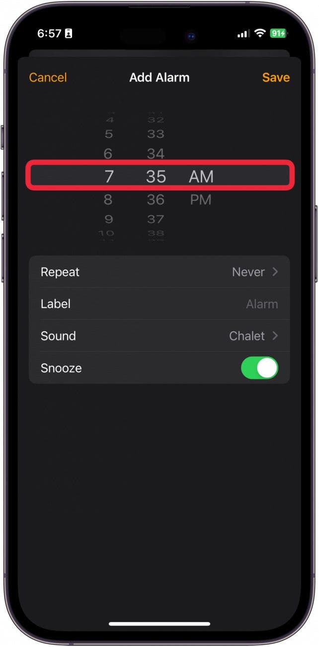 how do you change snooze time on iphone