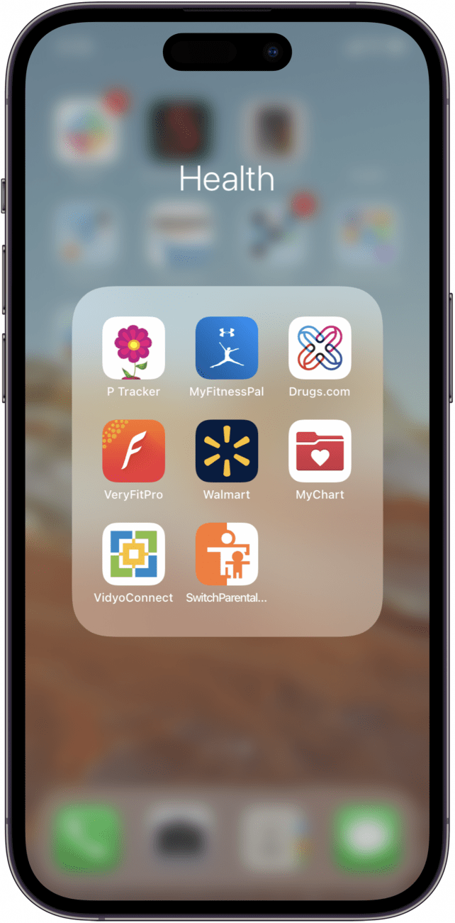 Health folder for apps