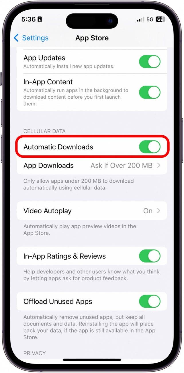 use cellular data for downloads iphone