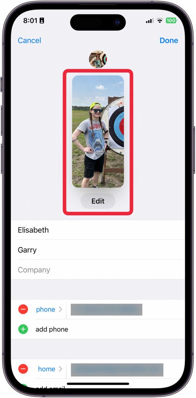 how to edit contacts on iphone