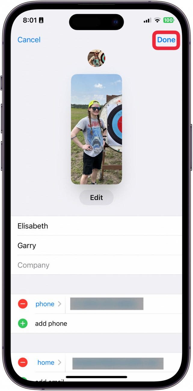 how to edit a contact on iphone