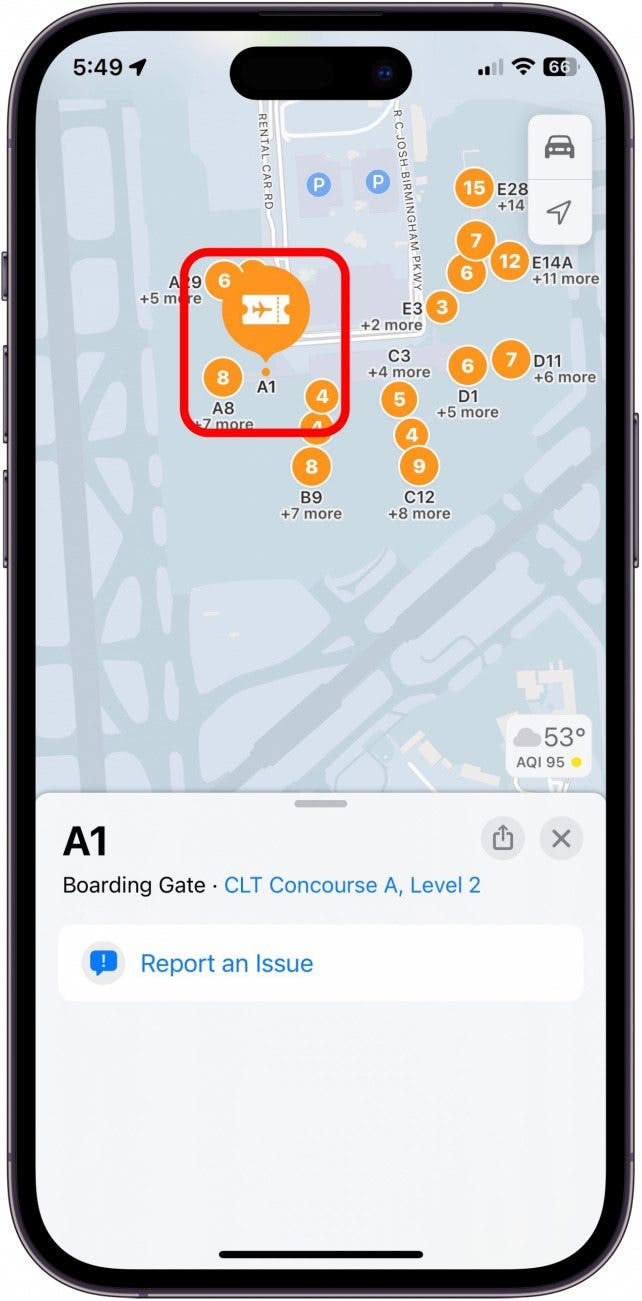 When you tap a location, it will get larger on the map, making it easier to find.