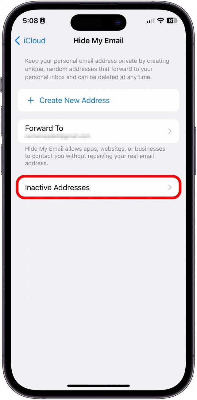 If you want to reactivate or totally delete this address, you can now tap on Inactive Addresses.