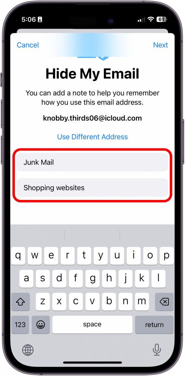 You can label your address and add notes. This can help you remember which services you've signed up for or forms you've filled out with this email address.