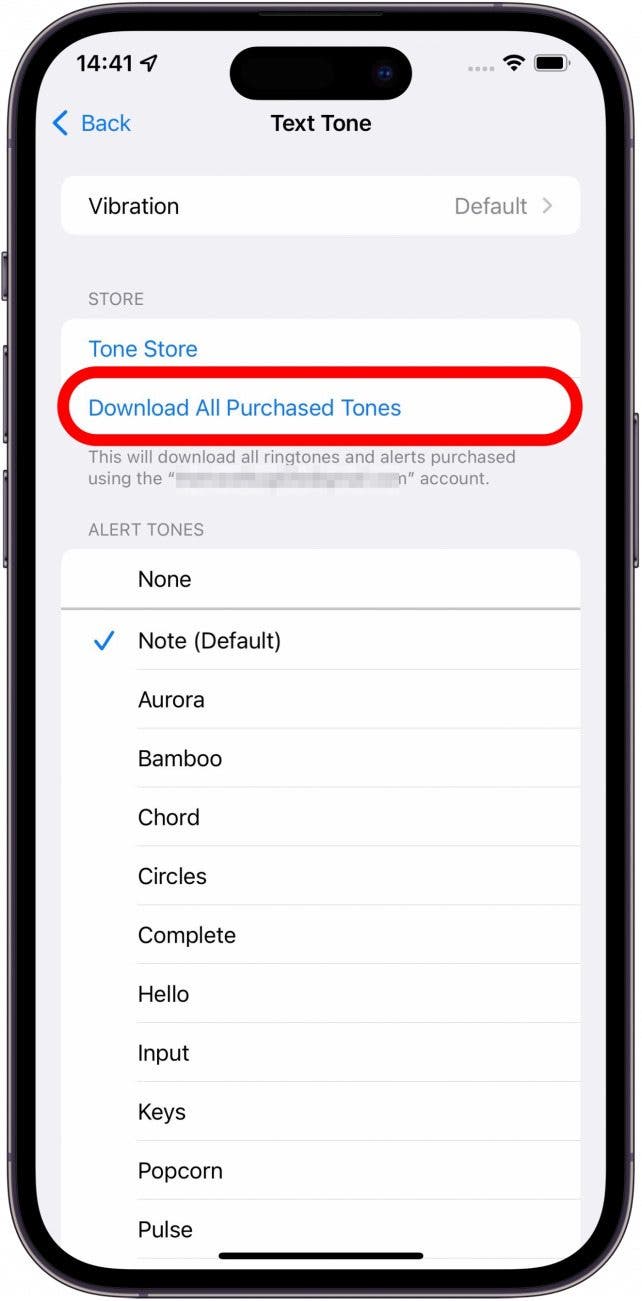 Next, tap Download All Purchased Tones.