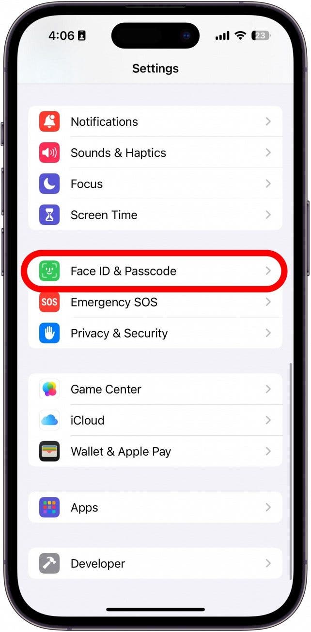 Open the Settings app, and tap Face ID & Passcode.