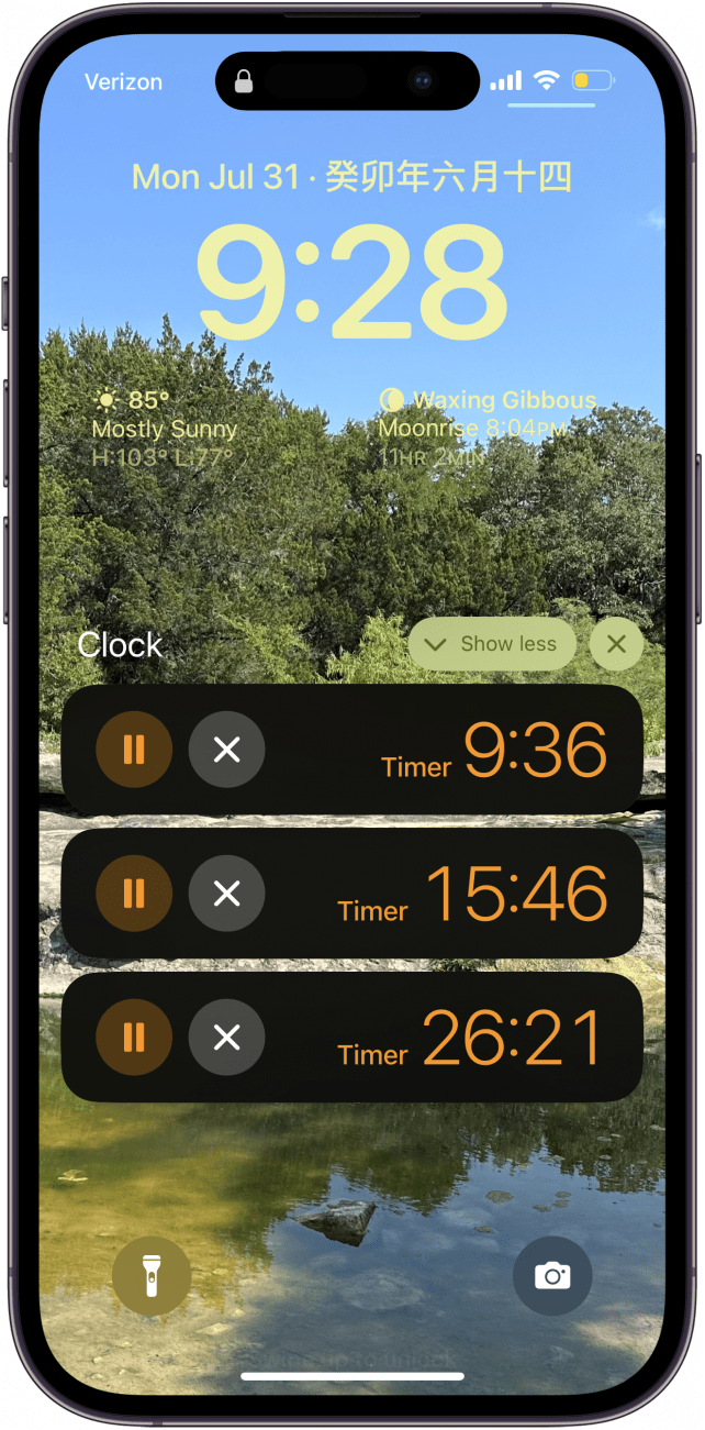 pause or clear timers from Lock Screen