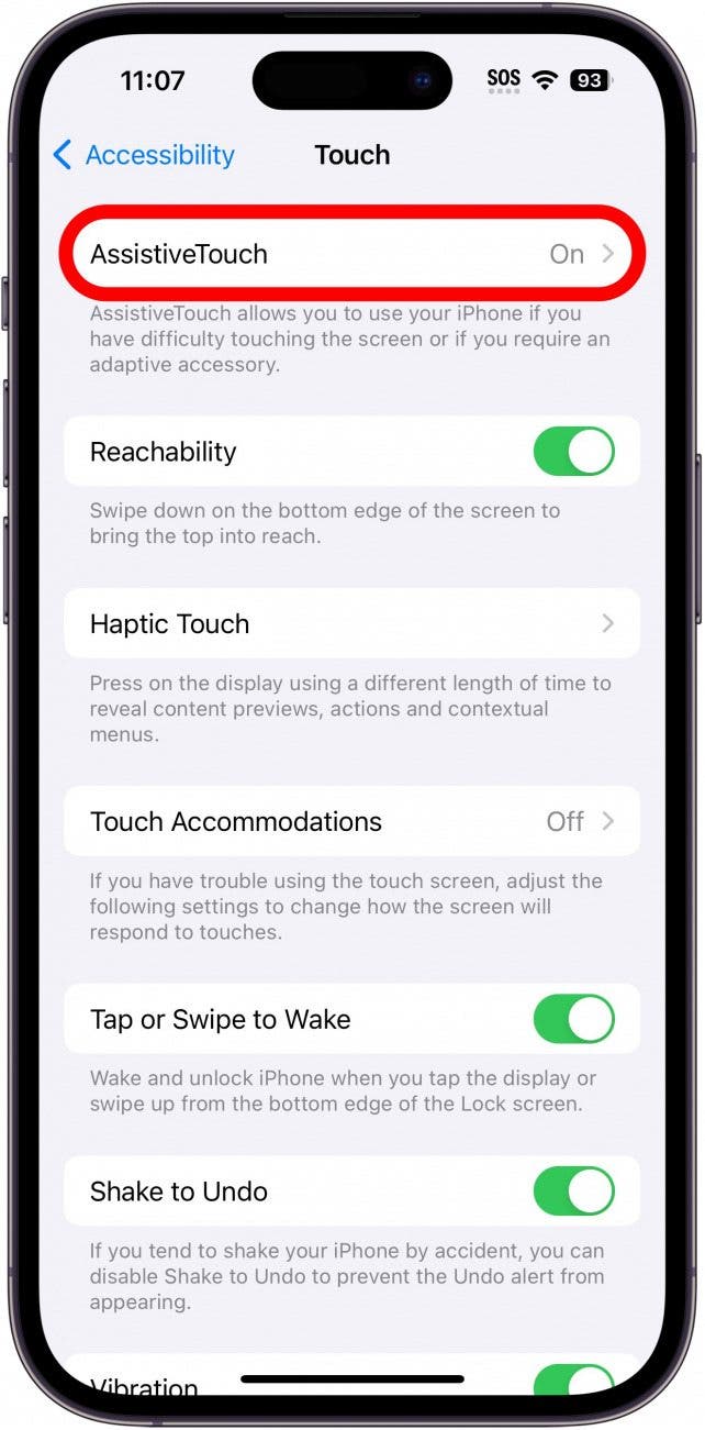 Tap AssistiveTouch and turn off the toggle to disable the feature.