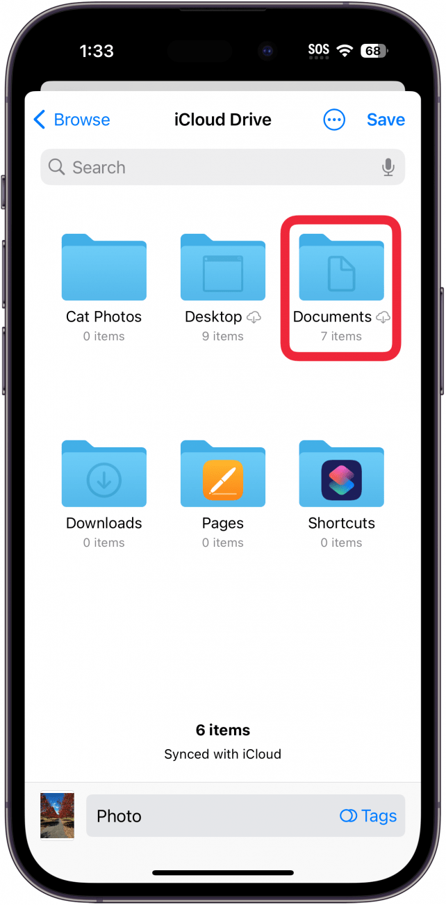 Tap a Files app folder.