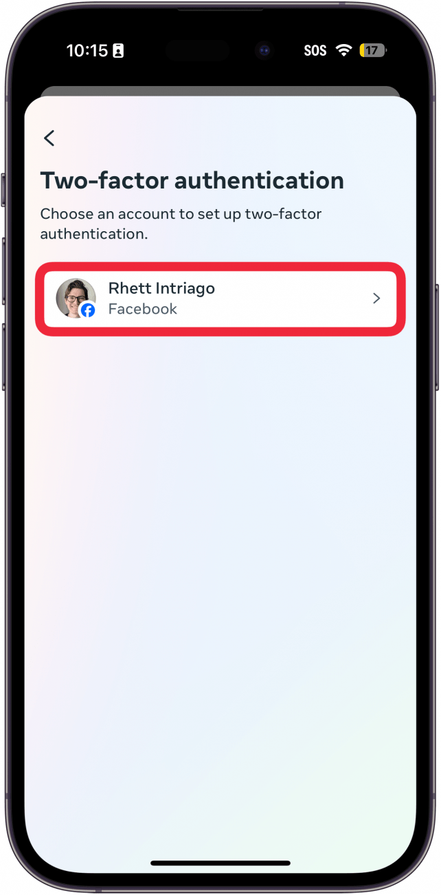 iphone facebook app password and security settings with a red box around profile