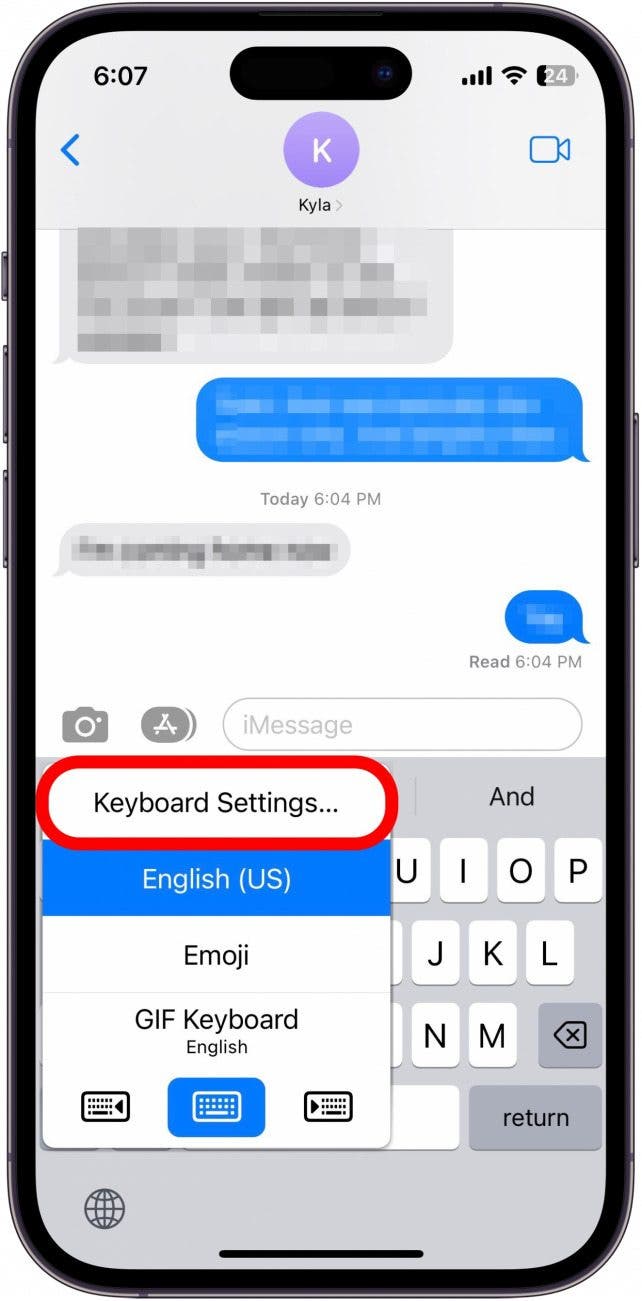 Tap Keyboard Settings.