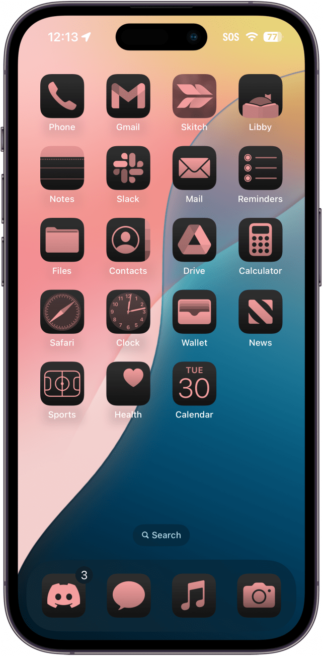 iphone home screen with tinted icons