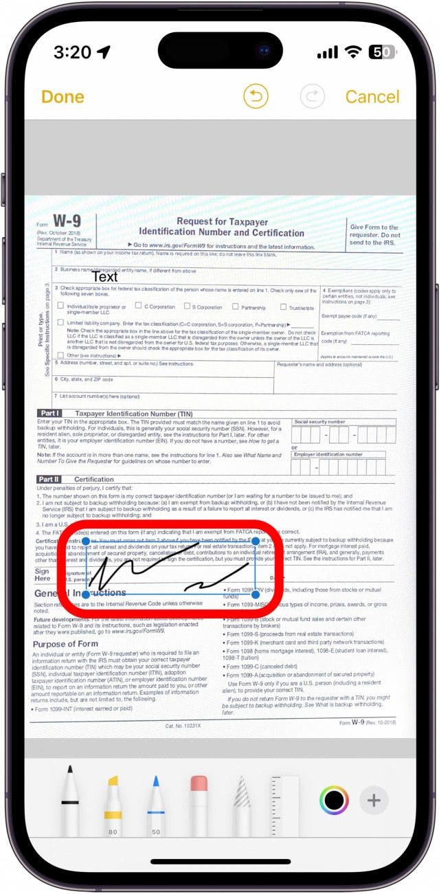 To reposition the signature, hold and drag into place.