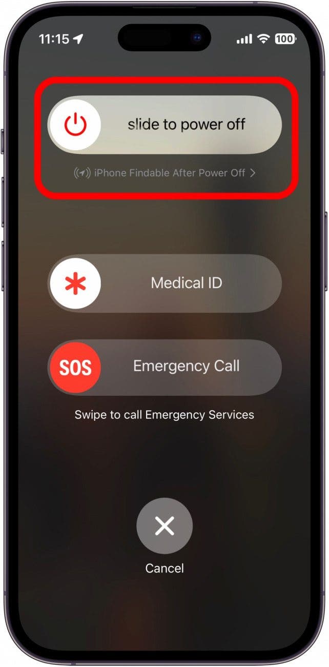 Press and hold the power button and either the volume up or volume down button until the power down slider appears. Be sure to release the buttons as soon as you see the power down slider.